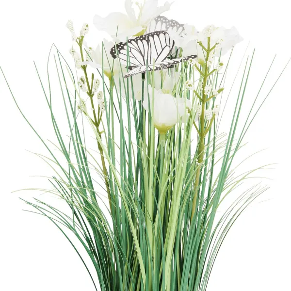 Merk Kunstplanten & -Bloemen^Kunstgrashalm Met Bloemen En Vlinders