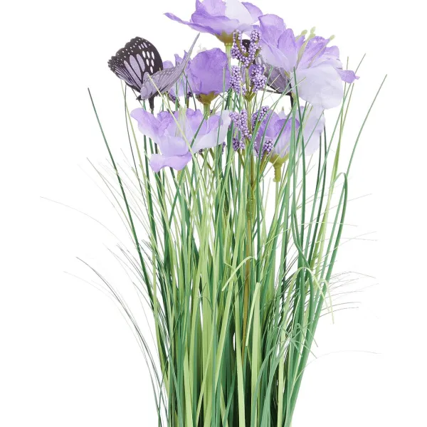 Merk Kunstplanten & -Bloemen^Kunstgrashalm Met Bloemen En Vlinders